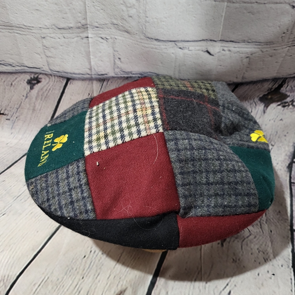 VintagevTweed Wool Irish Newsboy Multi Piece Patch Cap Donegal Ireland